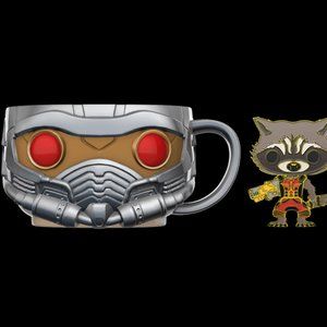 Funko Pop Marvel Guardians of the Galaxy Star Lord and Rocket Mug and Pin Set